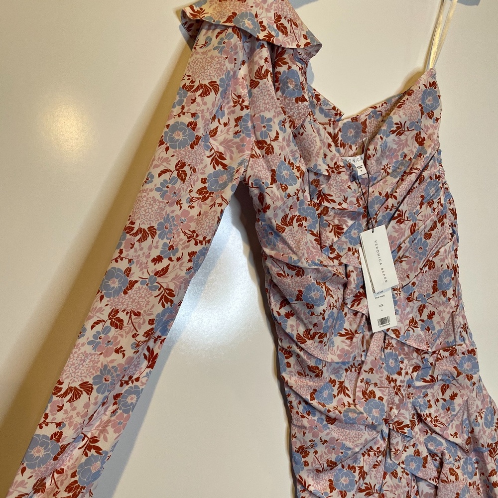 VERONICA BEARD Cass One-Shoulder Silk Dress NWT 6 - Picture 5 of 8